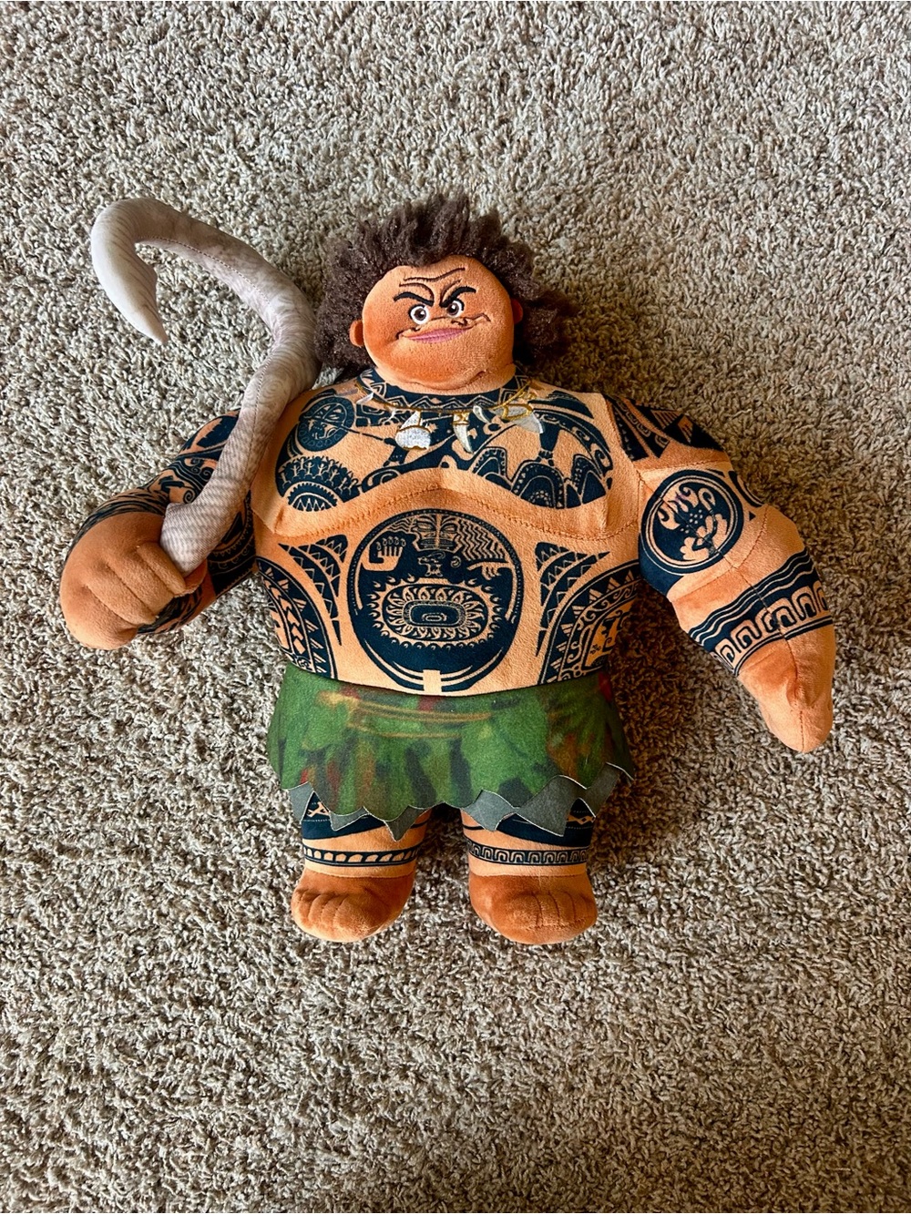 Maui Plush Doll with Tribal Tattoo Print and Green Skirt